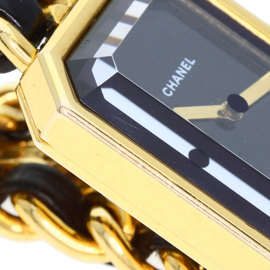 CHANEL Watches Quartz H0001 Gold Plated, Leather xGP gold Premiere black dial Women Used Authentic