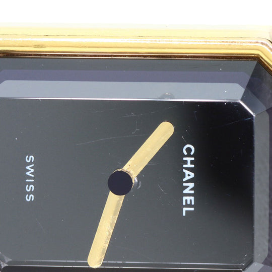 CHANEL Watches Quartz H0001 Gold Plated, Leather xGP gold Premiere black dial Women Used Authentic