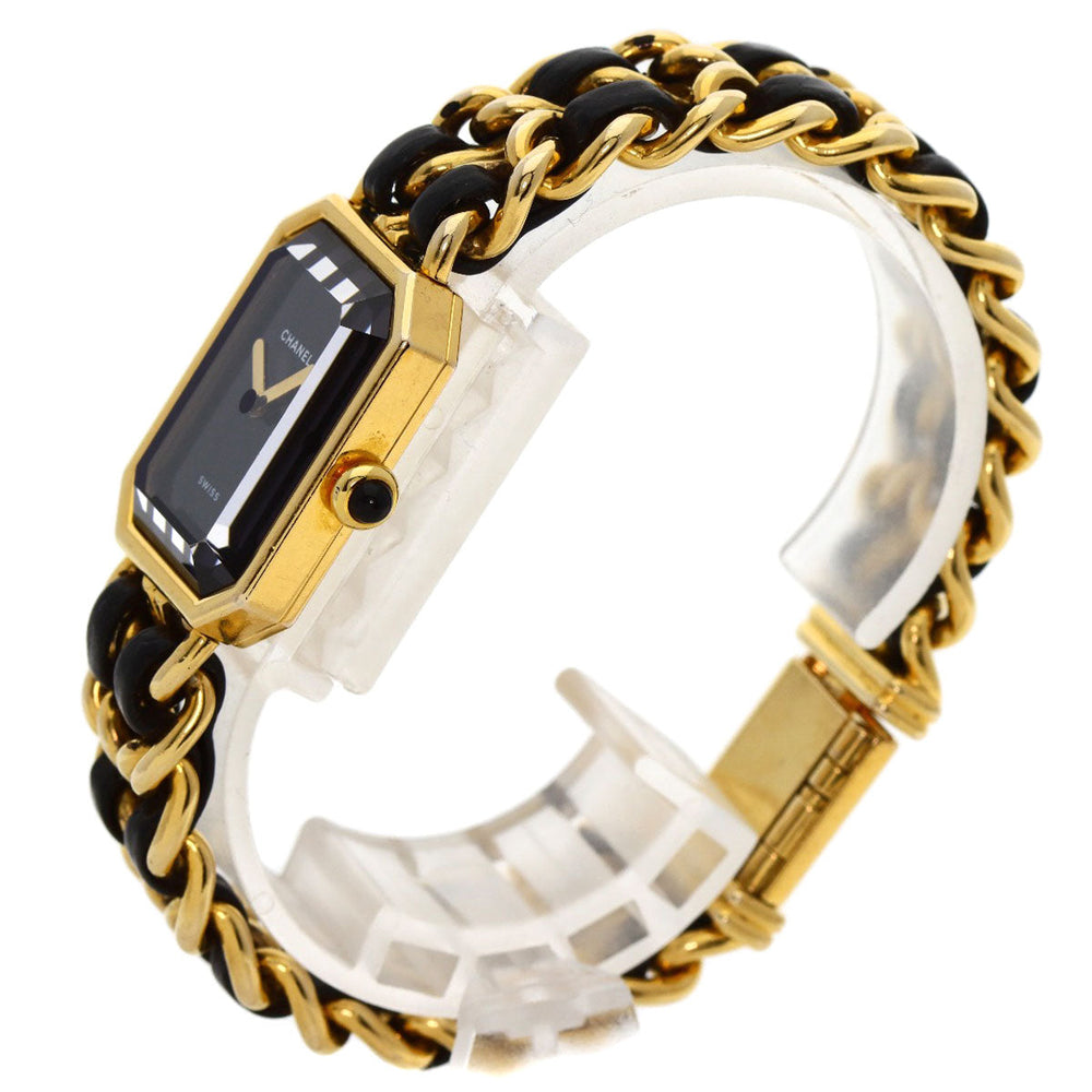 CHANEL Watches Quartz H0001 Gold Plated, Leather xGP gold Premiere black dial Women Used Authentic