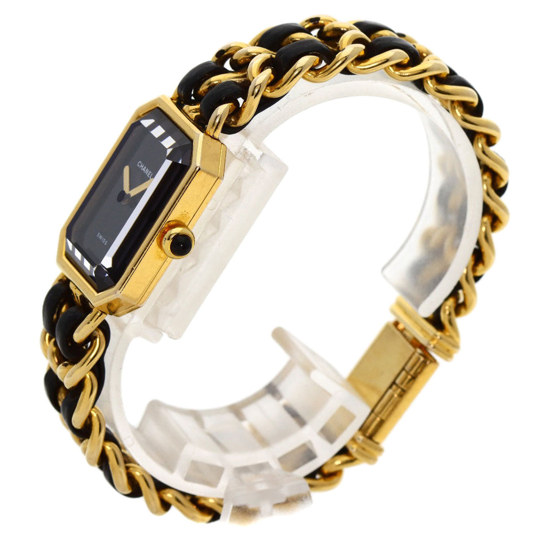CHANEL Watches Quartz H0001 Gold Plated, Leather xGP gold Premiere black dial Women Used Authentic