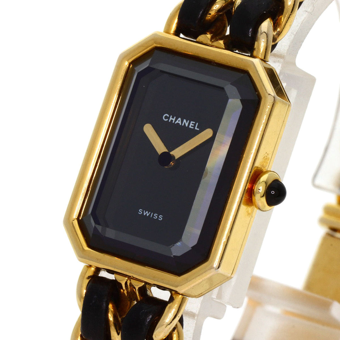 CHANEL Watches Quartz H0001 Gold Plated, Leather xGP gold Premiere black dial Women Used Authentic