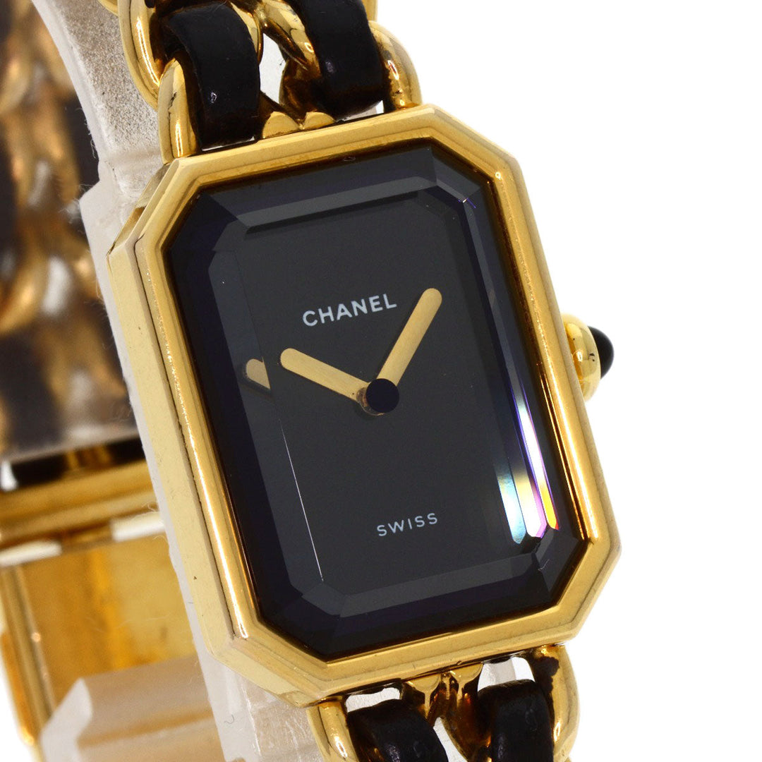 CHANEL Watches Quartz H0001 Gold Plated, Leather xGP gold Premiere black dial Women Used Authentic