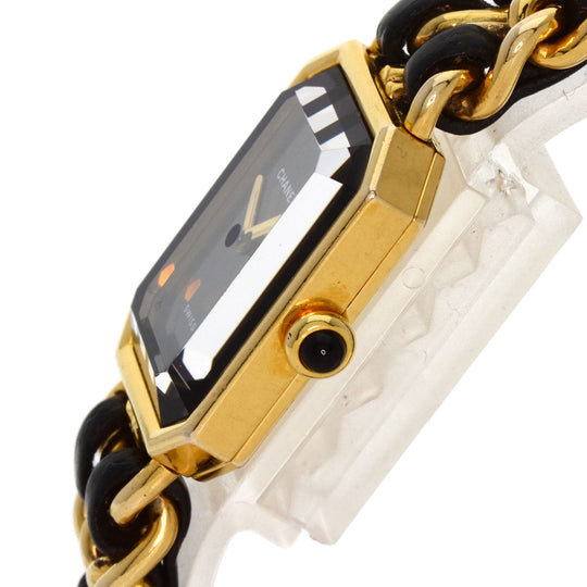 CHANEL Watches Quartz H0001 Gold Plated, Leather xGP gold Premiere black dial Women Used Authentic