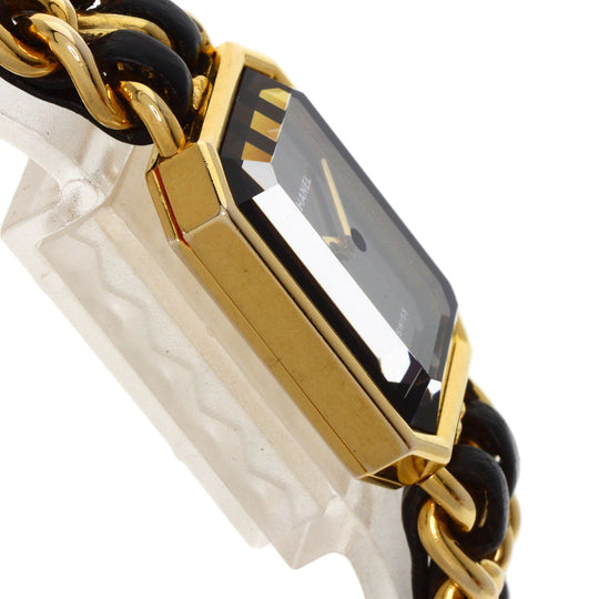 CHANEL Watches Quartz H0001 Gold Plated, Leather xGP gold Premiere black dial Women Used Authentic