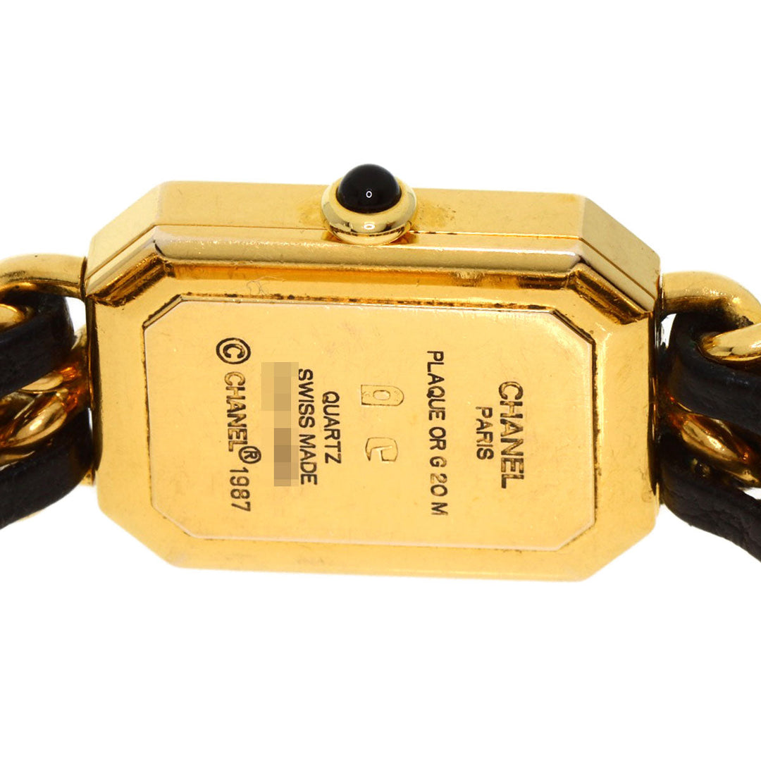 CHANEL Watches Quartz H0001 Gold Plated, Leather xGP gold Premiere black dial Women Used Authentic