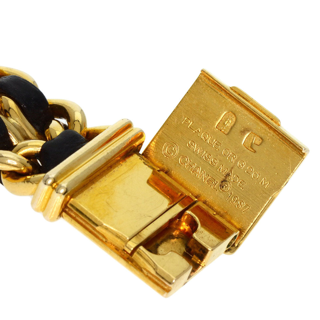 CHANEL Watches Quartz H0001 Gold Plated, Leather xGP gold Premiere black dial Women Used Authentic