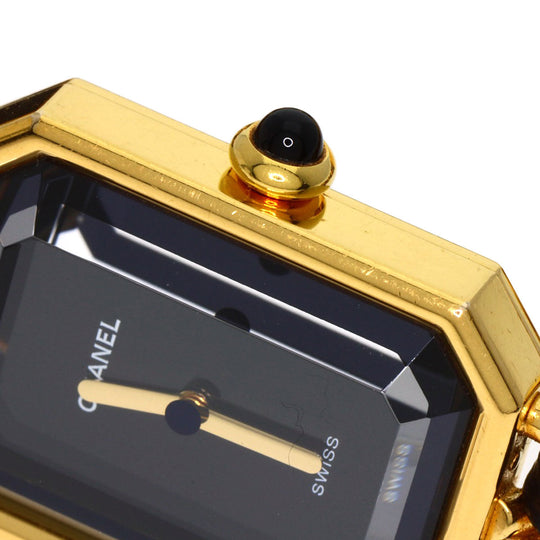 CHANEL Watches Quartz H0001 Gold Plated, Leather xGP gold Premiere black dial Women Used Authentic