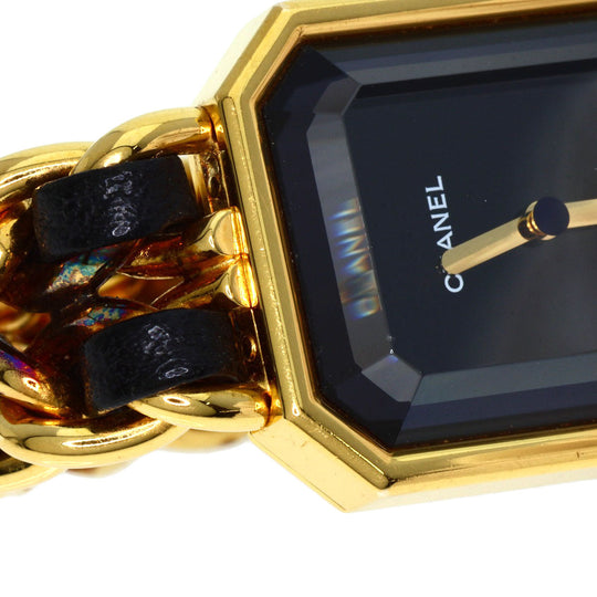CHANEL Watches Quartz H0001 Gold Plated, Leather xGP gold Premiere black dial Women Used Authentic