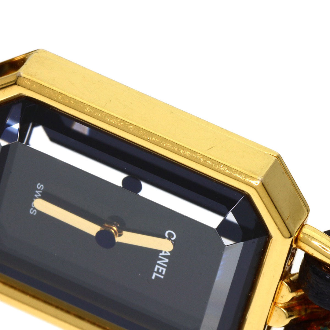 CHANEL Watches Quartz H0001 Gold Plated, Leather xGP gold Premiere black dial Women Used Authentic