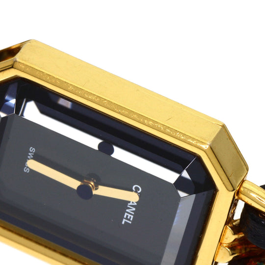 CHANEL Watches Quartz H0001 Gold Plated, Leather xGP gold Premiere black dial Women Used Authentic