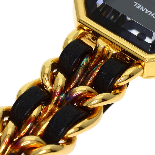CHANEL Watches Quartz H0001 Gold Plated, Leather xGP gold Premiere black dial Women Used Authentic