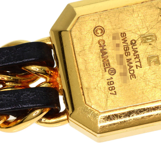 CHANEL Watches Quartz H0001 Gold Plated, Leather xGP gold Premiere black dial Women Used Authentic