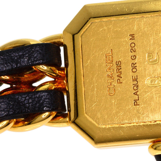 CHANEL Watches Quartz H0001 Gold Plated, Leather xGP gold Premiere black dial Women Used Authentic