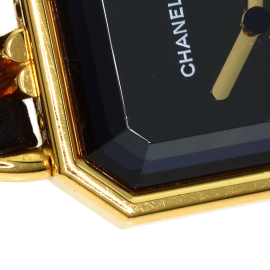 CHANEL Watches Quartz H0001 Gold Plated, Leather xGP gold Premiere black dial Women Used Authentic