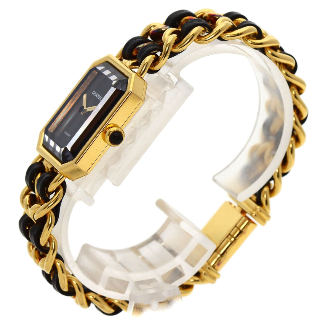 CHANEL Watches Quartz H0001 Gold Plated, Leather xGP gold Premiere black dial Women Used Authentic