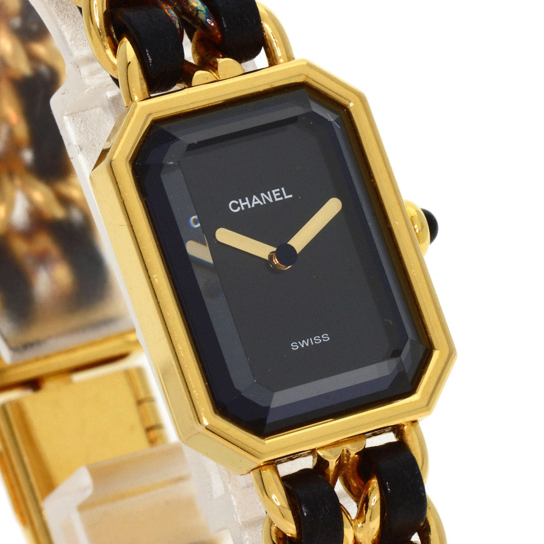 CHANEL Watches Quartz H0001 Gold Plated, Leather xGP gold Premiere black dial Women Used Authentic