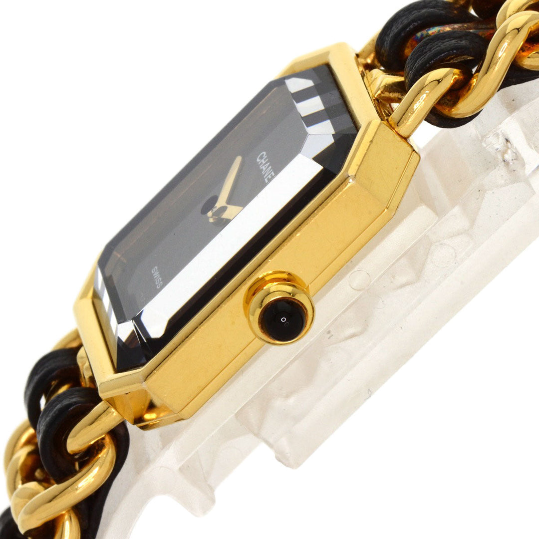 CHANEL Watches Quartz H0001 Gold Plated, Leather xGP gold Premiere black dial Women Used Authentic