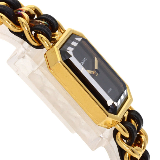 CHANEL Watches Quartz H0001 Gold Plated, Leather xGP gold Premiere black dial Women Used Authentic