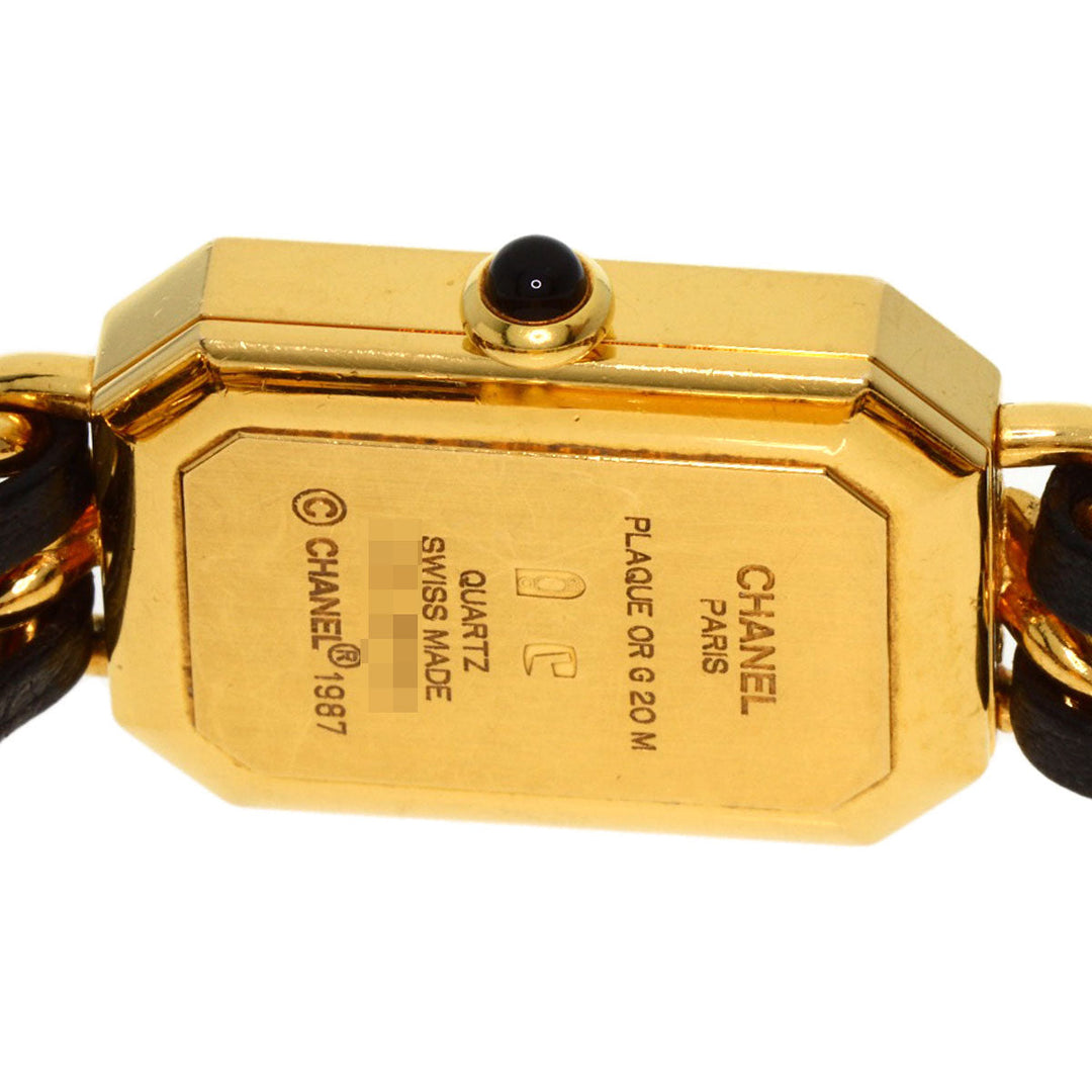 CHANEL Watches Quartz H0001 Gold Plated, Leather xGP gold Premiere black dial Women Used Authentic