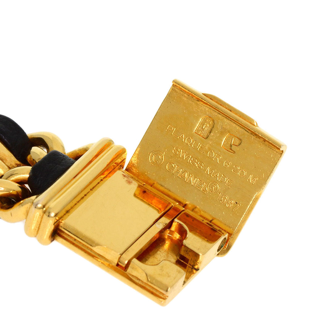 CHANEL Watches Quartz H0001 Gold Plated, Leather xGP gold Premiere black dial Women Used Authentic