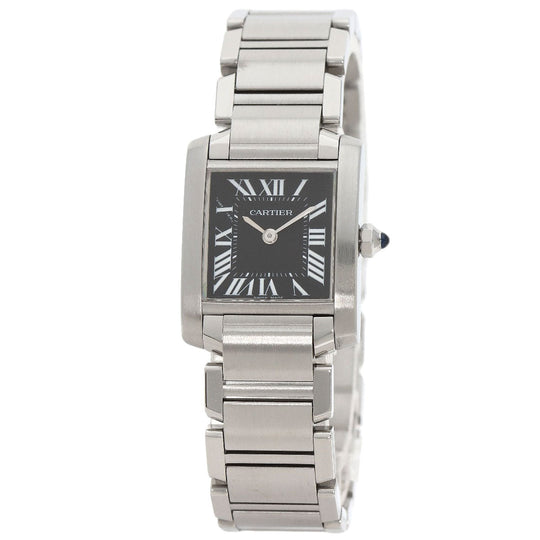 CARTIER Watches Quartz W51026Q3 Stainless Steel , Stainless Steel Silver Tank Francaise SM Asia Limited black dial Women Used Authentic