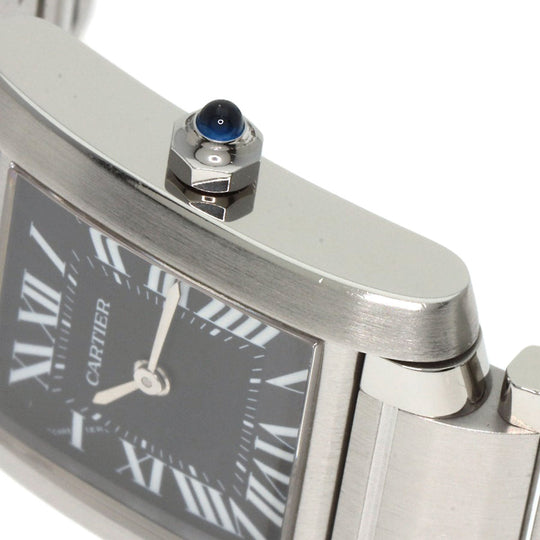 CARTIER Watches Quartz W51026Q3 Stainless Steel , Stainless Steel Silver Tank Francaise SM Asia Limited black dial Women Used Authentic