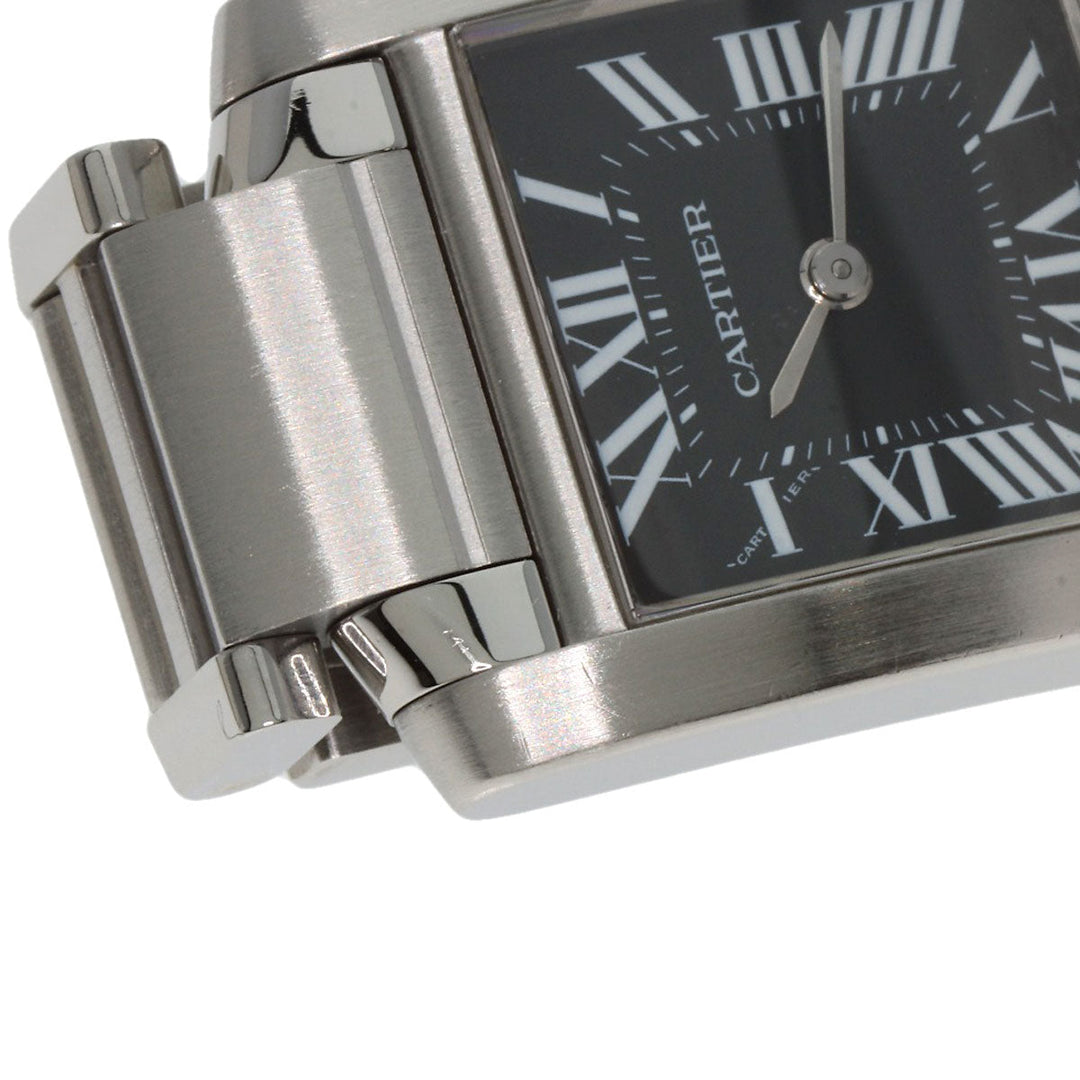 CARTIER Watches Quartz W51026Q3 Stainless Steel , Stainless Steel Silver Tank Francaise SM Asia Limited black dial Women Used Authentic