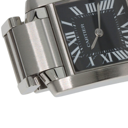 CARTIER Watches Quartz W51026Q3 Stainless Steel , Stainless Steel Silver Tank Francaise SM Asia Limited black dial Women Used Authentic