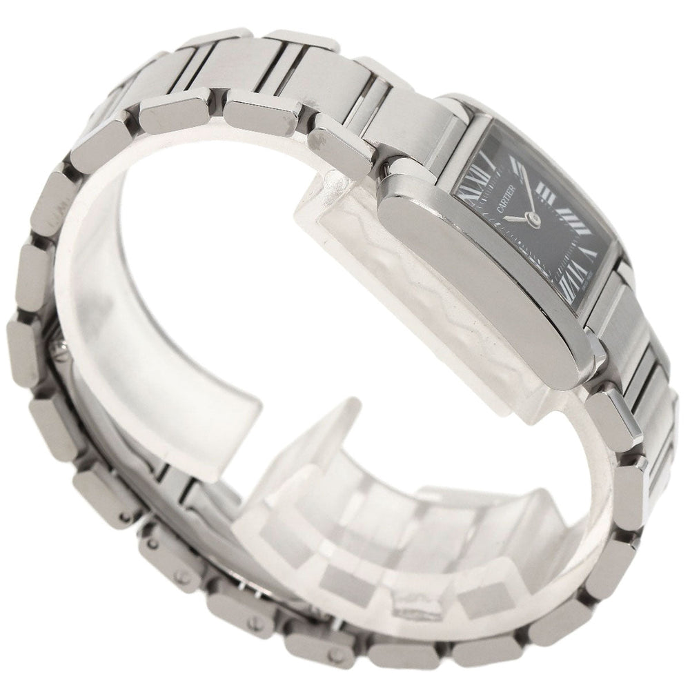 CARTIER Watches Quartz W51026Q3 Stainless Steel , Stainless Steel Silver Tank Francaise SM Asia Limited black dial Women Used Authentic