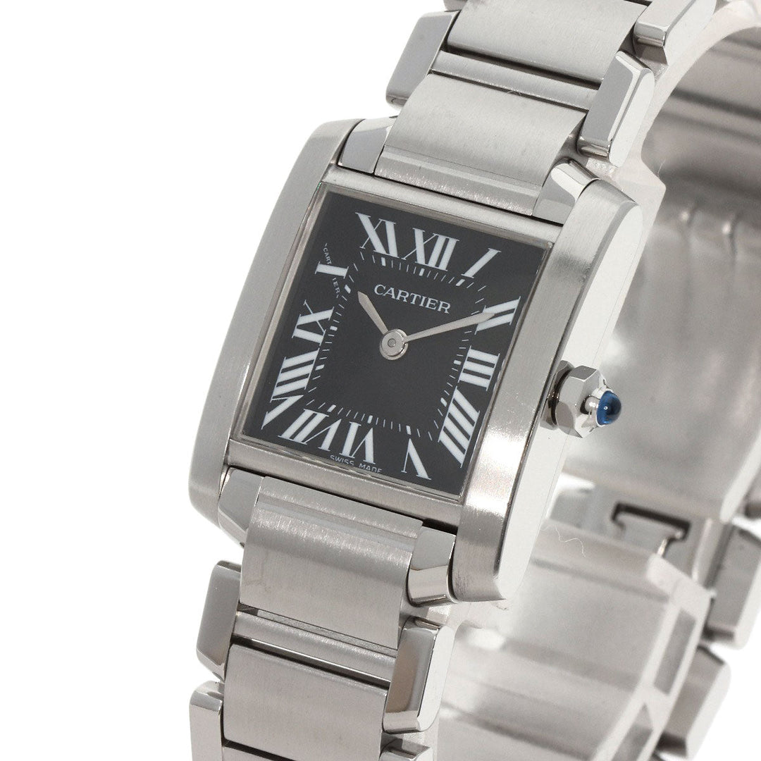 CARTIER Watches Quartz W51026Q3 Stainless Steel , Stainless Steel Silver Tank Francaise SM Asia Limited black dial Women Used Authentic