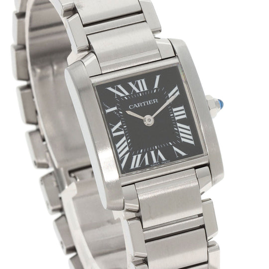 CARTIER Watches Quartz W51026Q3 Stainless Steel , Stainless Steel Silver Tank Francaise SM Asia Limited black dial Women Used Authentic