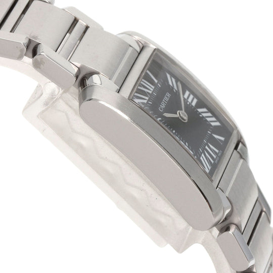 CARTIER Watches Quartz W51026Q3 Stainless Steel , Stainless Steel Silver Tank Francaise SM Asia Limited black dial Women Used Authentic
