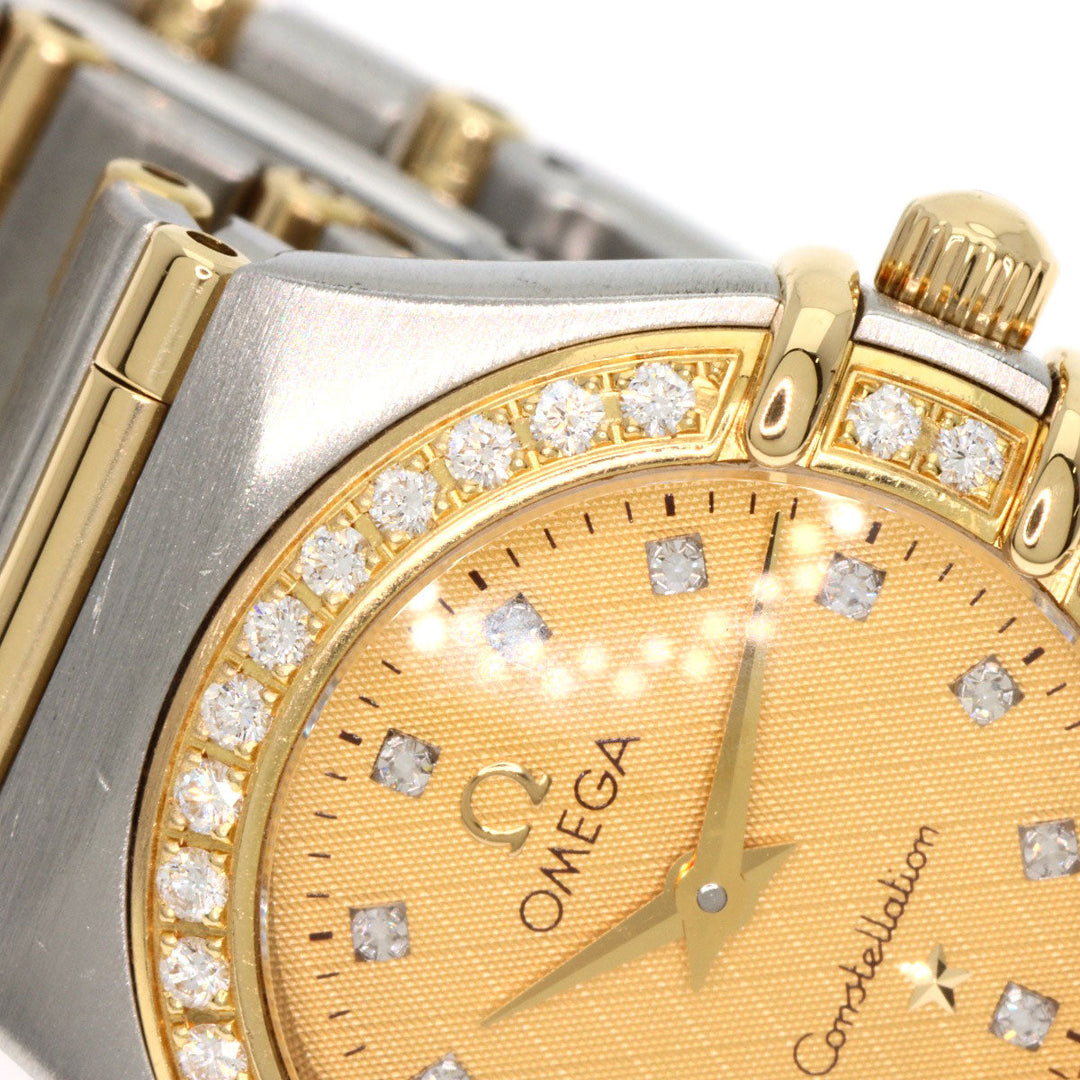 OMEGA Watches Quartz 1267.15.00 Stainless Steel, SSxK18YG, Diamond Silver Constellation 12P Bezel Diamond gold dial Women Used Authentic