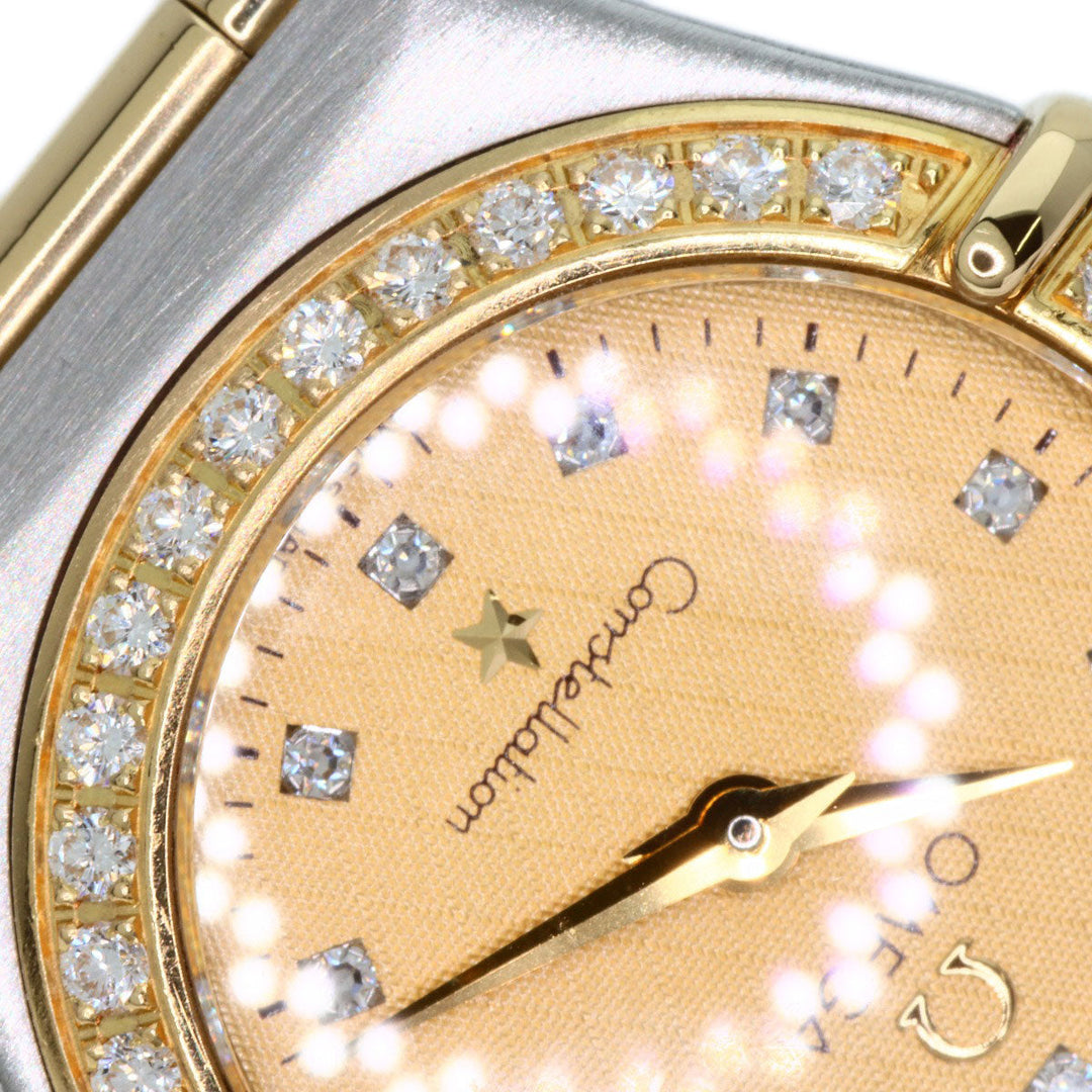 OMEGA Watches Quartz 1267.15.00 Stainless Steel, SSxK18YG, Diamond Silver Constellation 12P Bezel Diamond gold dial Women Used Authentic