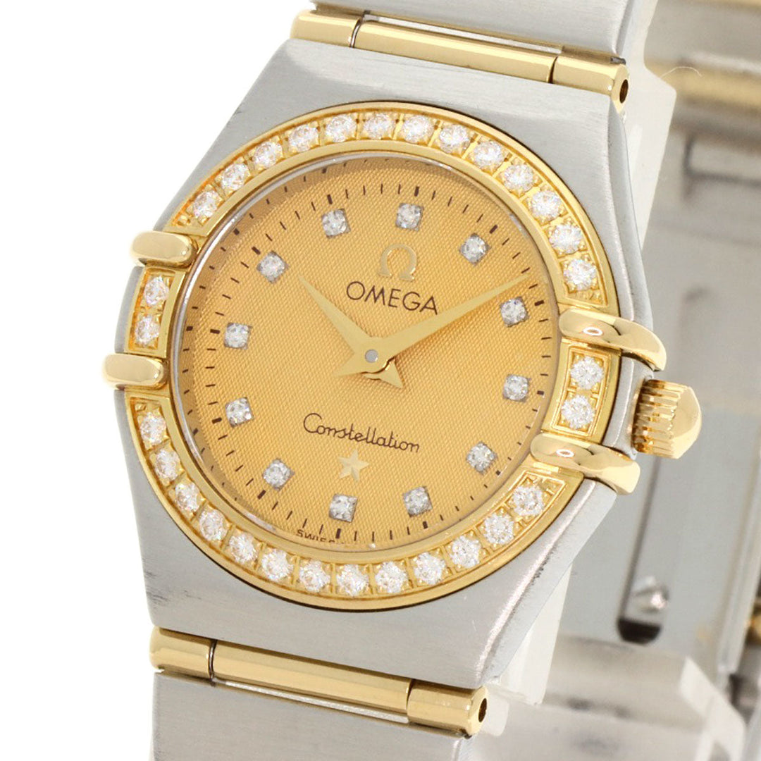 OMEGA Watches Quartz 1267.15.00 Stainless Steel, SSxK18YG, Diamond Silver Constellation 12P Bezel Diamond gold dial Women Used Authentic