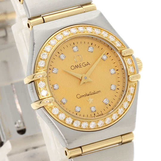 OMEGA Watches Quartz 1267.15.00 Stainless Steel, SSxK18YG, Diamond Silver Constellation 12P Bezel Diamond gold dial Women Used Authentic