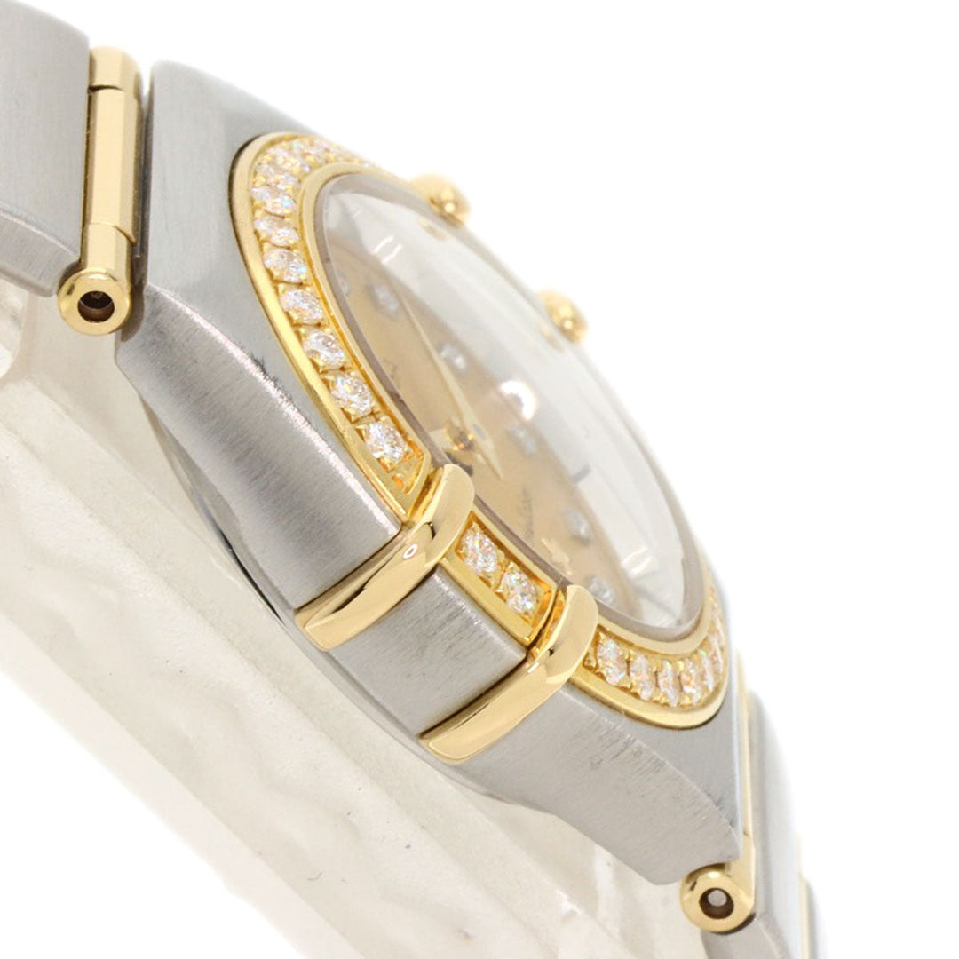 OMEGA Watches Quartz 1267.15.00 Stainless Steel, SSxK18YG, Diamond Silver Constellation 12P Bezel Diamond gold dial Women Used Authentic