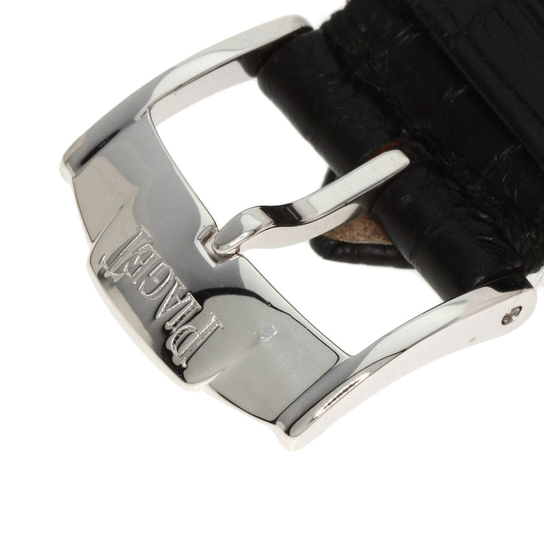 PIAGET Watches Hand Winding 90300 K18WG, leather Silver Extra Flat Square black dial mens Used Authentic