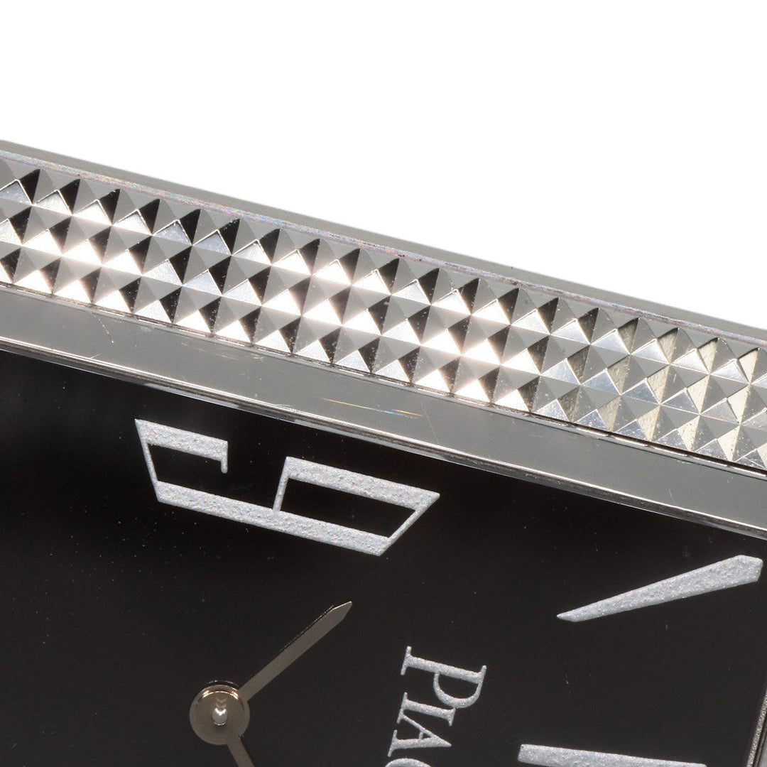 PIAGET Watches Hand Winding 90300 K18WG, leather Silver Extra Flat Square black dial mens Used Authentic