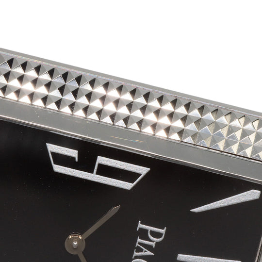 PIAGET Watches Hand Winding 90300 K18WG, leather Silver Extra Flat Square black dial mens Used Authentic