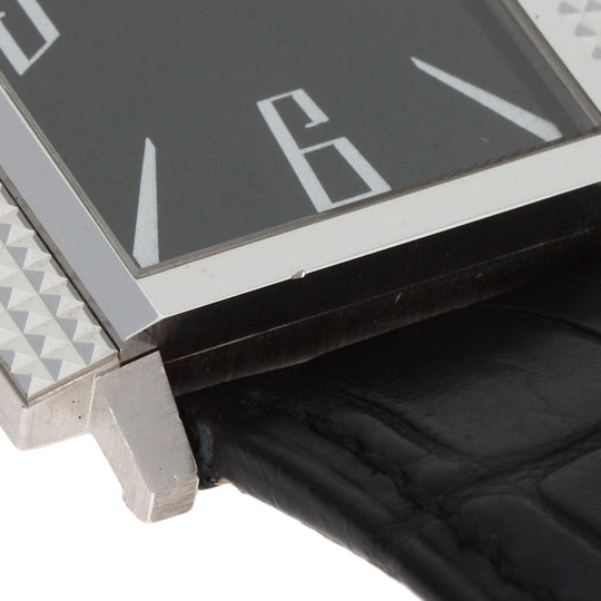 PIAGET Watches Hand Winding 90300 K18WG, leather Silver Extra Flat Square black dial mens Used Authentic