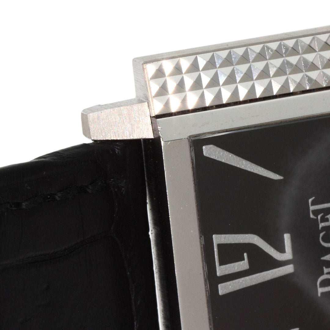 PIAGET Watches Hand Winding 90300 K18WG, leather Silver Extra Flat Square black dial mens Used Authentic
