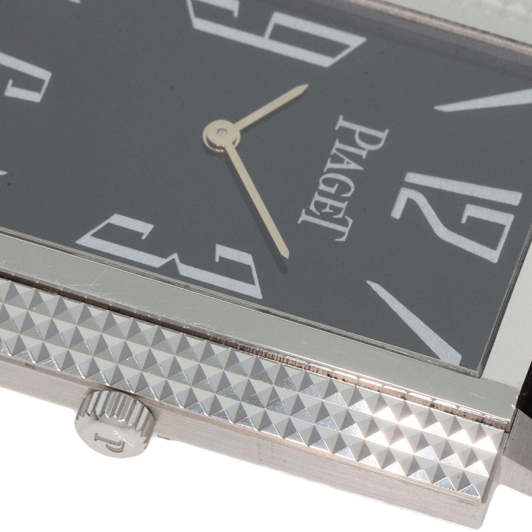 PIAGET Watches Hand Winding 90300 K18WG, leather Silver Extra Flat Square black dial mens Used Authentic