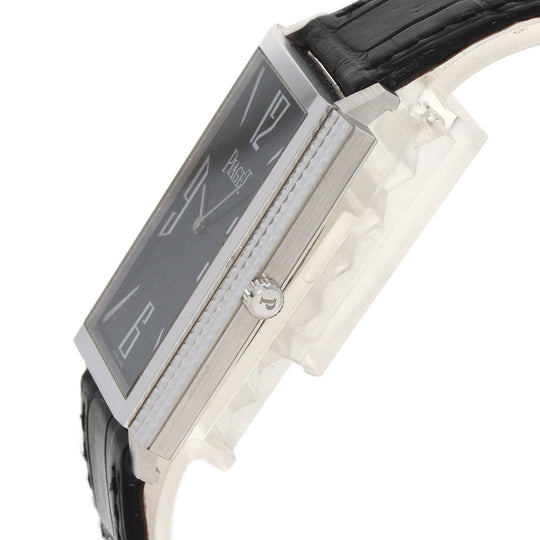 PIAGET Watches Hand Winding 90300 K18WG, leather Silver Extra Flat Square black dial mens Used Authentic