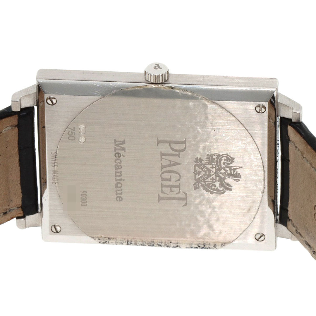 PIAGET Watches Hand Winding 90300 K18WG, leather Silver Extra Flat Square black dial mens Used Authentic
