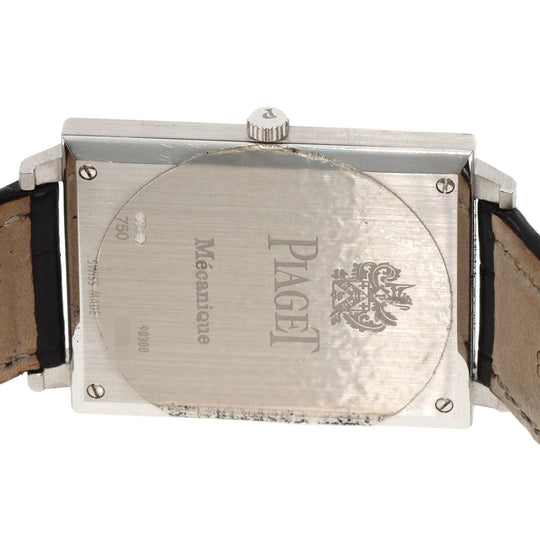 PIAGET Watches Hand Winding 90300 K18WG, leather Silver Extra Flat Square black dial mens Used Authentic