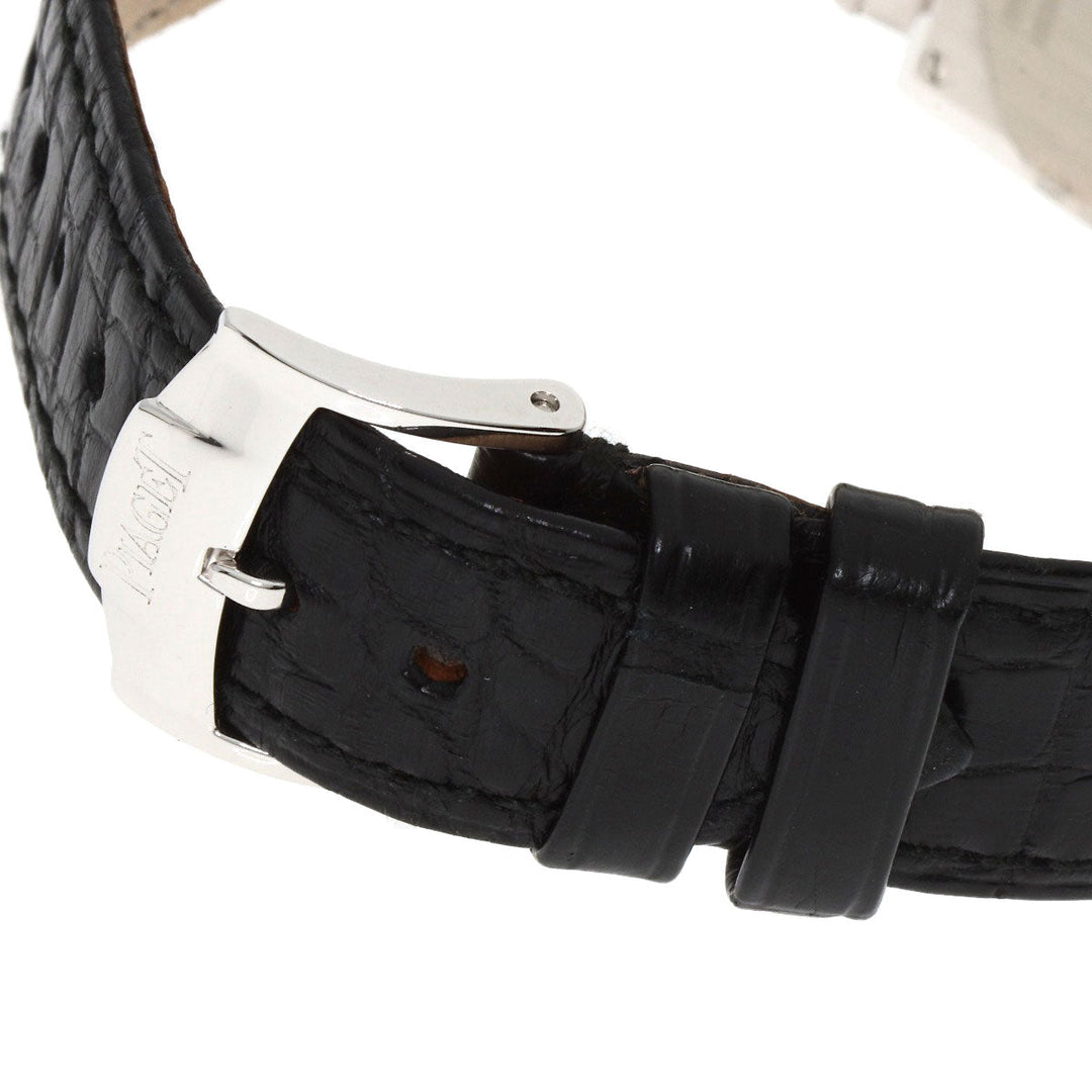 PIAGET Watches Hand Winding 90300 K18WG, leather Silver Extra Flat Square black dial mens Used Authentic