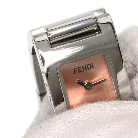 FENDI Watches Quartz 3150L Stainless Steel , Stainless Steel Silver Square face Orange dial Women Used Authentic