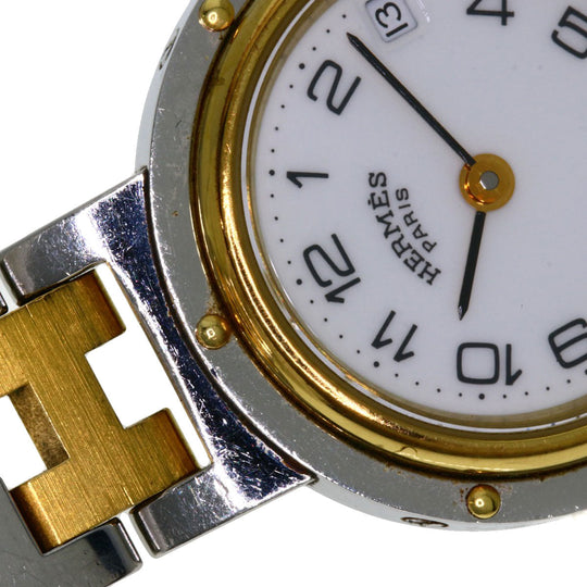 HERMES Watches Quartz Stainless Steel , SSxGP gold Clipper white dial Women Used Authentic