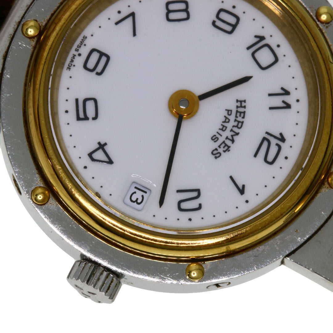 HERMES Watches Quartz Stainless Steel , SSxGP gold Clipper white dial Women Used Authentic